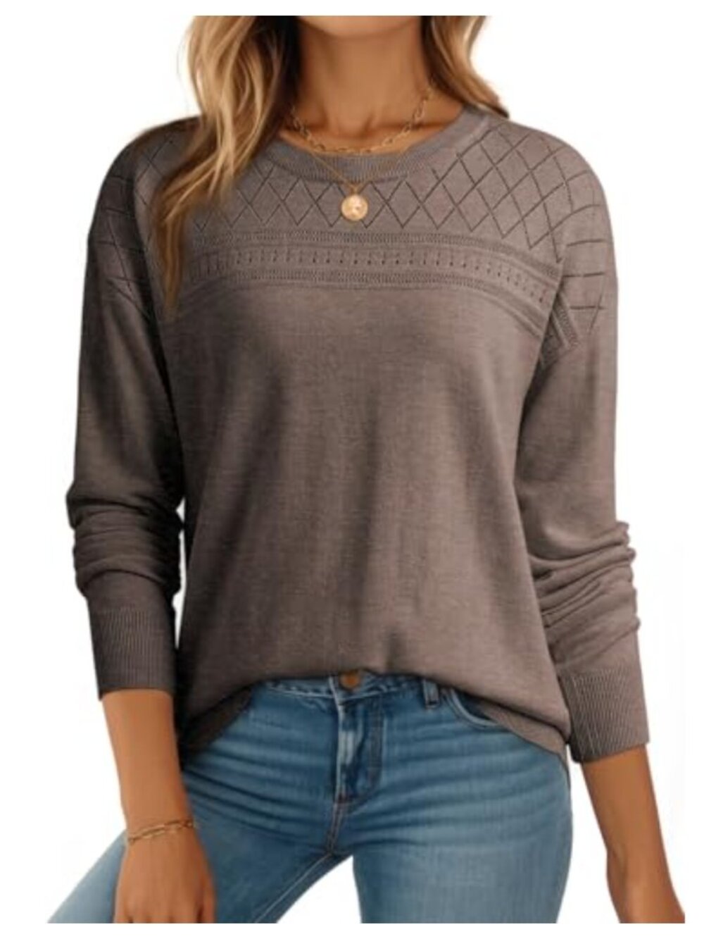 Wool Blend Hollow Out Knit Crochet Lightweight Pullover Sweater Tops